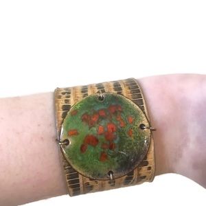Leigh Elena lizard and enamel cuff